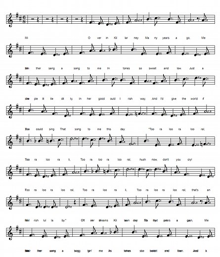 An Irish Lullaby Chords Lyrics And Sheet Music