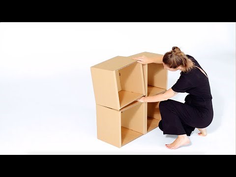 Construction of the modular shelving system made of sustainable corrugated board | ROOM IN A BOX
