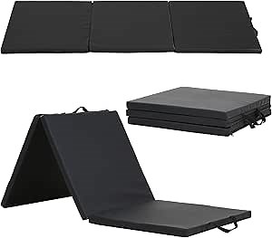 PayLessHere Gymnastics Mat - Folding Gymnastic Mat for Tumbling, Stretching, Yoga & Arts - Thick PU Leather - Indoor/Outdoor