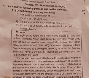 1/ Central idea (in 2 to 3 lines) -Section- IV (Non-Textual p... | Filo
