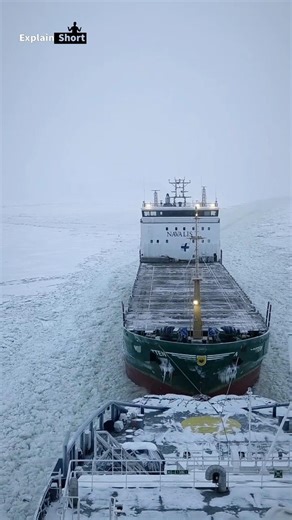 Why Don’t Ships Sink in Frozen Sea?🛳️🇦🇶 #facts #explainshort #Icebreaker#FrozenOcean #ShipFacts