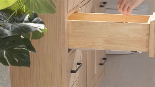 ARIEL Hepburn 42 in. Single Sink Freestanding Bathroom Vanity in Oak with Carrara White Quartz Top T042SCQRVOWOA