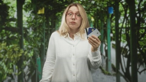 clip-4006752417-woman-holding-creditcard-stack-right-hand-on