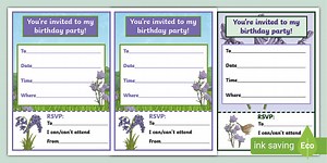 Bluebell-Themed Party Invitations