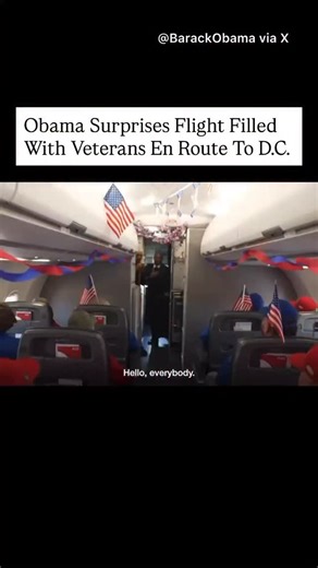 Former President Obama surprised a flight filled with veterans en route to Washington, D.C., ahead of Veterans Day. “Hello everybody,” Obama said, standing at the front of a plane upon touchdown. “As we approach Veterans Day, I wanted to stop by and just say thank you for your extraordinary service. to you, your family, the sacrifices that all of you made to protect our country is something that will always be honored, and we are very grateful.” Obama went on to shake individual veterans’ hands 