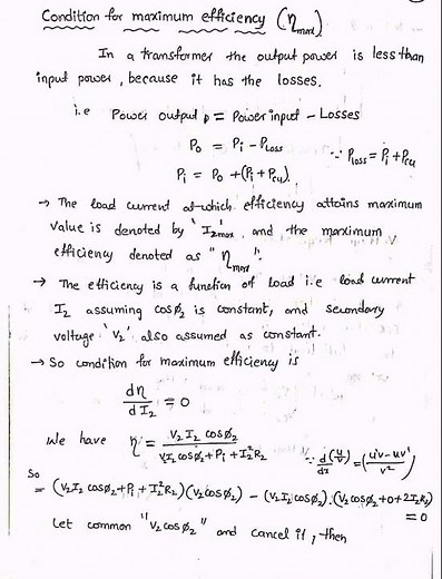 Condition for maximum efficiency.