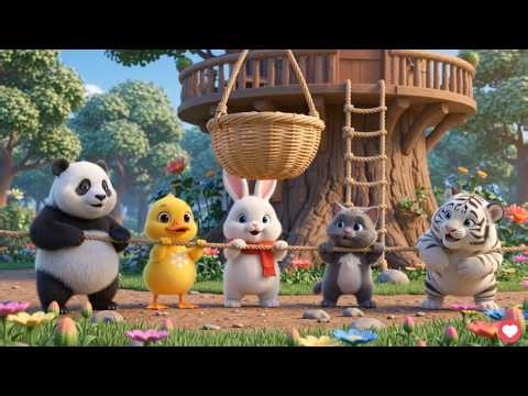 🐰🐤 Roro, Dodo & Kiki: Building a Pulley to Lift a Basket of Baked Apples Up the Tree!