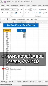 🔢 Find Top 3 Values in Excel Excel tips and tricks. Follow 👉 excel_funclub #exceltips #exceltricks #exceltutorial #explore #excelshortcuts #microsoftexcel | excel_funclub