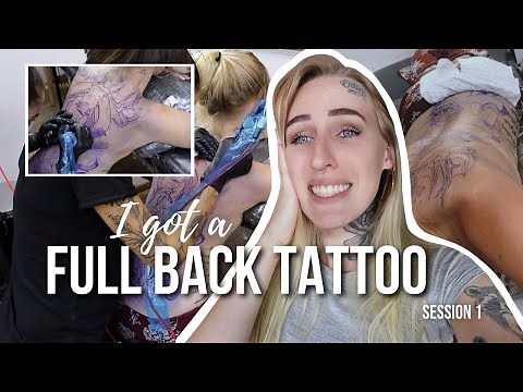 Tattoo artist gets FULL BACK TATTOOED - session 1