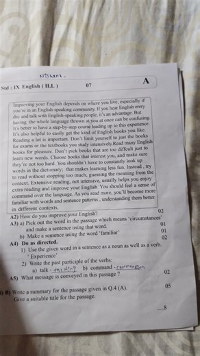 CLASS 9 . QUESTION PAPER 2025 1 SEMESTER SET A F.S.E