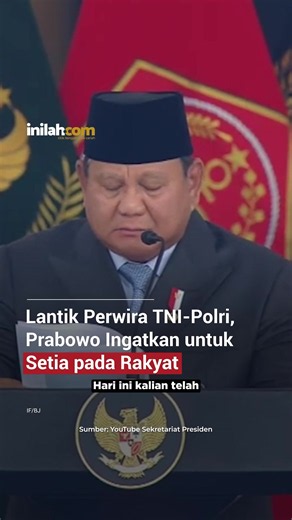 Presiden Prabowo Subianto menyampaikan pesan kepada 1.177 perwira remaja TNI-Polri yang baru saja dilantik. Prabowo mengingatkan bahwa sumpah yang diucapkan merupakan janji kepada Tuhan, negara, dan rakyat. Pesan tersebut disampaikan Prabowo dalam amanat Upacara Prasetya Perwira (Praspa) TNI dan Polri Tahun 2026 di Istana, Jakarta, Rabu (22/7/2026). - Selengkapnya kunjungi website dengan klik link di bio atau download aplikasi di AppStore dan Google Play Store. #InilahNews #Perwira #TNI #Polri #