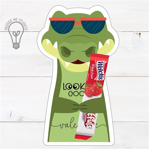 Alligator Valentine DYI Card Printable | Kids Party - Classroom Candy Treat Holder (PDF Download) - Etsy