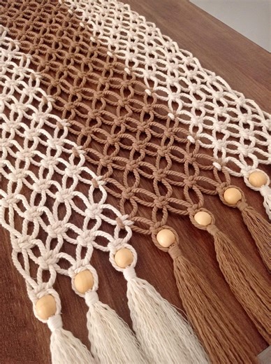Handmade Macrame Table Runner With Wooden Beads, Boho Dining Decor Custom Size Table Carpet - Etsy