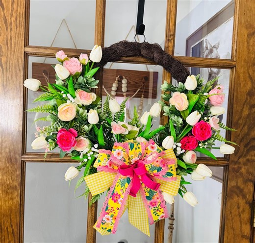 Spring Tulip Grapevine Wreath - Etsy