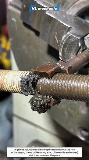 smart technique to clean dirty bolts #technical #technique #thread #chaser #ideas #mechanic