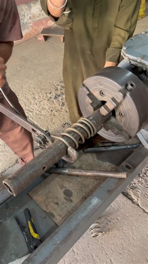 Iron Wire Compression Spring Making on Lathe Machine | DIY Spring Crafting #youtubeshorts