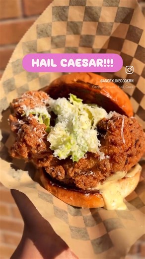 1.3K views · 19 reactions | On special now! Our classic brined & fried chicken thigh tossed in anchovy herb oil and dressed with scratch made Caesar dressing, Caesar salad, and fresh shaved parm. Grab it at the truck or at our curbside pickup kitchen! TRUCK SCHEDULE: theangrylinecookfoodtruck.com CURBSIDE SCHEDULE/ORDER LINK: angry2go.com | The Angry Line Cook MN | Facebook