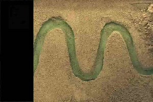 Emriver channelization, large meanders, packed sediment