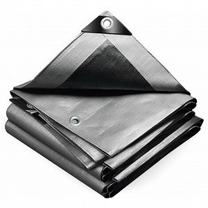 VOUNOT Telo Impermeabile Esterno 4x6m, Telone Occhiellato Rinforzato PE 240 g/m², Grigio-Nero