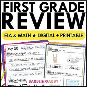 First Grade Review for ELA, Reading, and Math End of the Year Activities