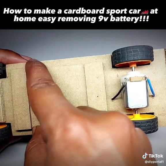 How to make a cardboad sport car🏎 at home easy removing 9v battery!!!#foryou #foryoupage #fypシ #fypシ゚viral #trending #amazingvideo #tiktok #viral #diy