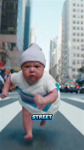 The newborn baby already knows how to run