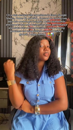 I’m a data analyst with experience in Excel, Google Sheets, Power BI, and SQL, focused on turning raw data into meaningful insights. I build dashboards and reports that help businesses track performance and make data-driven decisions. I enjoy solving problems and using data to support business growth. 📊👩‍💻 #DataAnalytics #techtok #dataanalyst