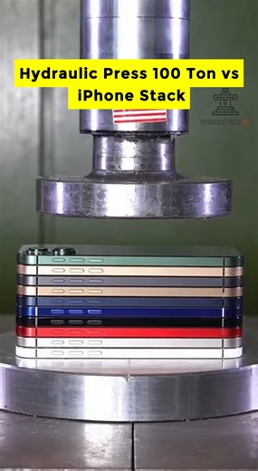 Hydraulic Press 100 Ton vs iPhone Stack 📱 #iPhoneStack #HydraulicPress #TechCrush #ViralVideo | Hydraulic Press US