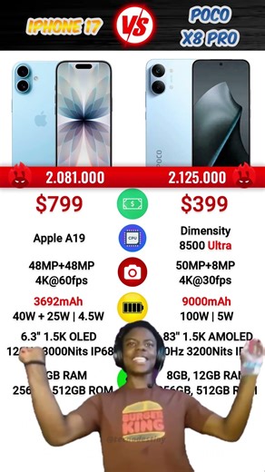 Poco X8 Pro vs iPhone 17 🤑💀#pocox8 #pocox8pro #pocox8promax #redmiturbo5 #redmiturbo5max