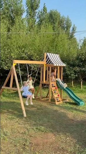 Different Styles, Endless Fun! Try Every Playground Swing on Our Outdoor Wooden Playset