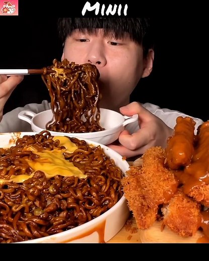 korean Spicy Black Bean Noodle #asmr #mukbang #spicyfood