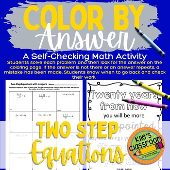 Equations Color by Number Solving 2 Step Equations with a Variable Worksheets