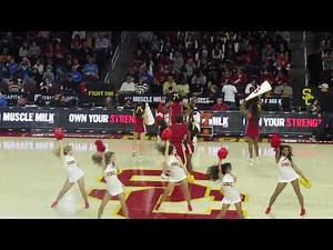 The USC Spirit Leaders and the USC Song Girls Perform during Half Time of the USC-UCLA Women's Game