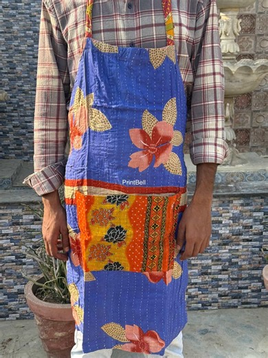 Kantha Patchwork Apron 2 Pcs | Handmade Upcycled Cotton Aprons | Colorful Boho Kitchen Wear - Etsy
