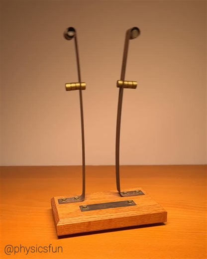 physicsfun | Coupled Oscillators: two identical leaf springs with attached magnets oriented to repel. When the mass configuration on each spring is... | Instagram