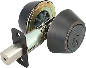 Design House Double Cylinder Deadbolt Lock, Oil Rubbed Bronze Front Door Lock, Fits 2-3/4" & 2-3/8" Backsets, for 1-3/8"–1-3/4" Doors, ANSI Grade 3, 791673