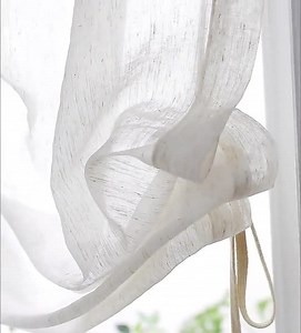 Farmhouse Sheer Pull-up Curtain: Custom Tie-up Kitchen & Living Room - Etsy