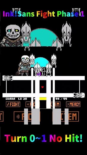 Ink!Sans Fight Phase 1 Turn 0~1 No Hit!