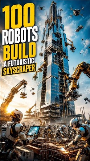 100 Robots Build a Futuristic Skyscraper 🤖🏗️ | AI Construction Time-Lapse