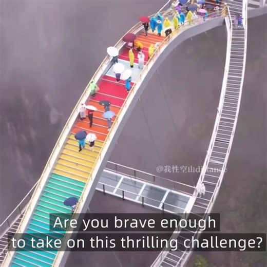 Ruyi Bridge in #Zhejiang Province stretchs 100 meters and suspended 40 stories high on a cliff, just looking at it makes your legs feel weak! Are you brave enough to take on this thrilling challenge? #ChinaTravel #Chinabridges | ShanghaiEye