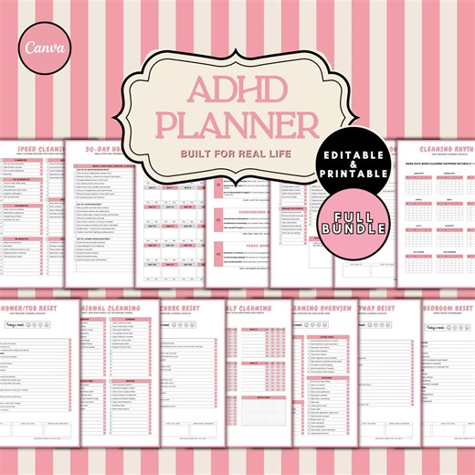 ADHD Cleaning Planner Bundle – Printable Checklist & Simple Cleaning System - Etsy