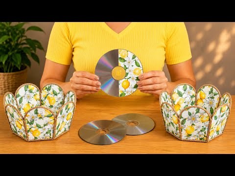 DON'T THROW AWAY YOUR BROKEN CDs 📀 DO IT YOURSELF WITH DESIGNED NAPKINS - RECYCLING ♻️