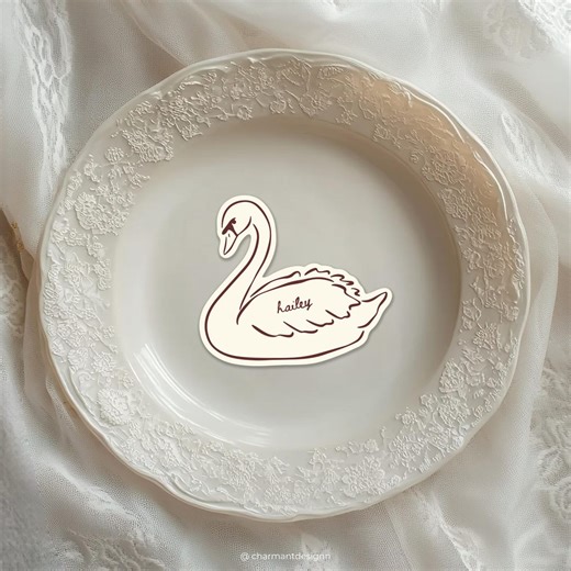 Wedding Place Cards Party Place Card Place Names Table Seating Table Place Card Swan Place Card Bridal Shower Place Card Editable Template - Etsy