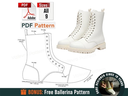 Combat Boots Sewing Pattern PDF: Women's Sizes 34-42 - Digital Download - Etsy UK