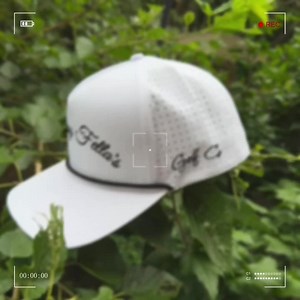 New Fashion Custom PVC Patch Logo 5 Panel Waterproof Polyester Sport Golf Hat,Laser Cut Perforated Dad Gorras,Rope Baseball Cap