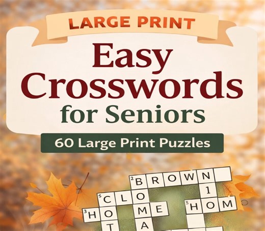 Crossword Puzzles for Seniors | 60 Large Print Easy Printable PDF | Instant Download Brain Game - Etsy