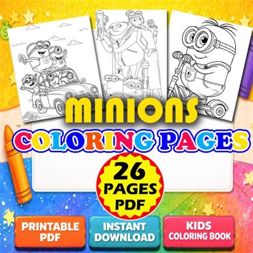 26 MINIONS Inspired Coloring Pages | Kids Coloring Sheets | Printable | Fun Character PDF - Etsy
