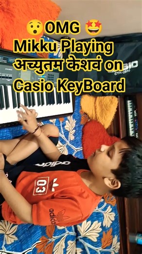 OMG 😍 Mikku Singing Achyutam Keshavam 🎶 | Kids Keyboard Learning Classical #shorts #casio