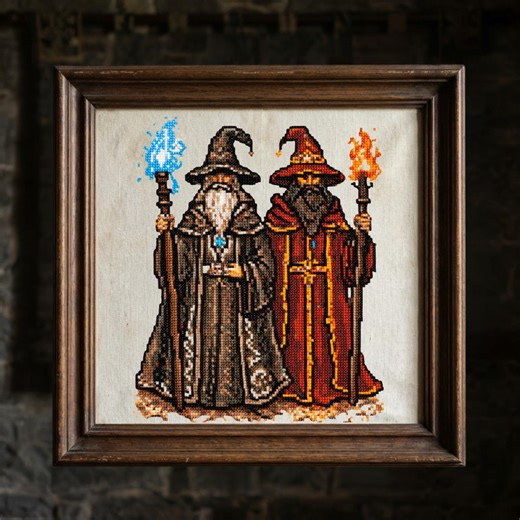 Fantasy Cross Stitch Pattern, Wizard Duo Fire and Ice Mages, Gothic Sorcerer Couple Embroidery Chart, Medieval Magic PDF Instant Download - Etsy Australia