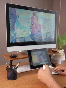 Wooden Monitor Stand Riser for Desk,Adjustable Height Monitor Shelf Riser with Phone Holder,Desk Storage Organizer Accessories,Wood Computer Screen Stands for Office,Home,Laptop,Printer,TV
